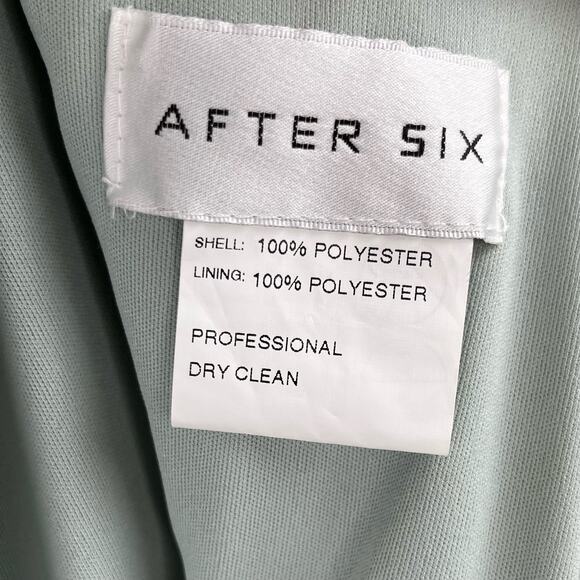 After Six Green Willow Draped One Shoulder Maxi Dress Gown with Scarf Bow 14 NWT - Picture 4 of 13